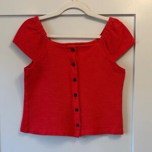 Madewell Texture & Thread Red Button-Down Top